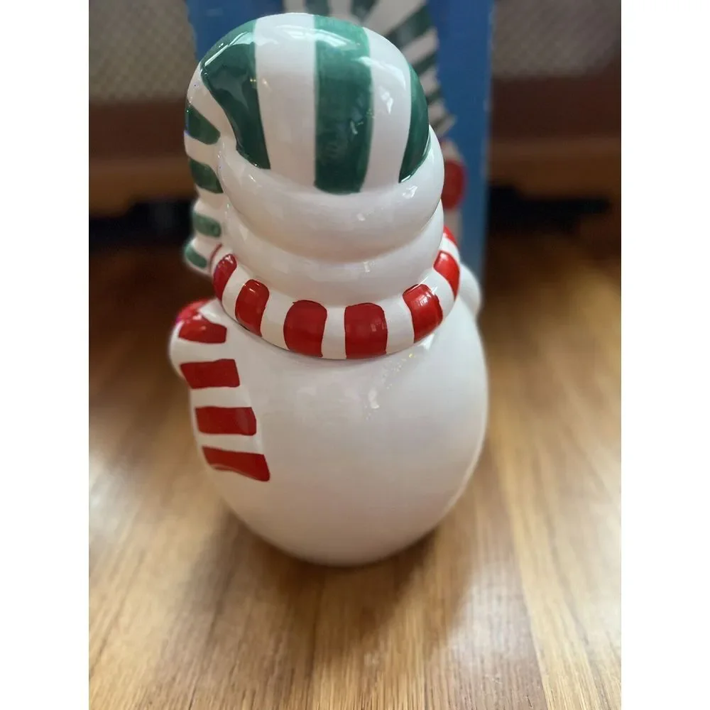 Snowman Holiday Christmas Winter Cookie Jar Vtg Ceramic‎ 11